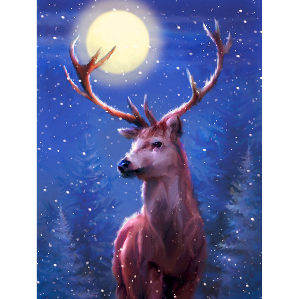 Diamond Painting - Deer under the Full Moon 