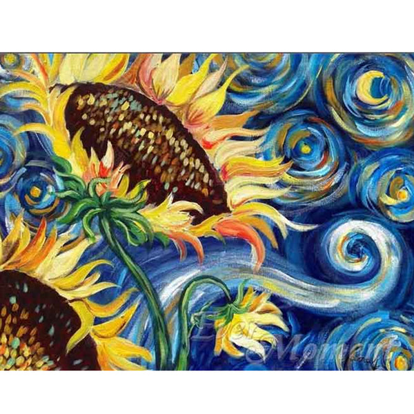 Sunflower Abstract Art - Flower Diamond Painting – All Diamond