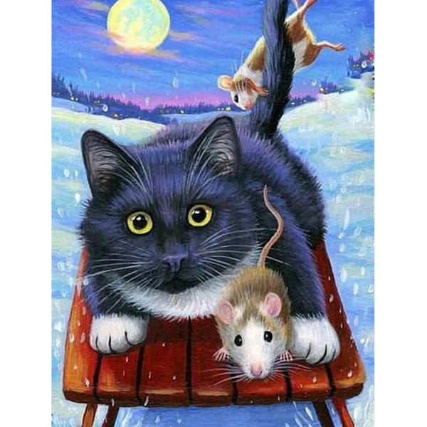 5D Diamond Painting cat and mouse Paint with Diamonds Art Crystal Craft Decor AH2018
