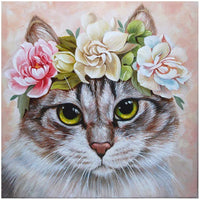 5D Diamond Painting Cat with corolla Paint with Diamonds Art Crystal Craft Decor